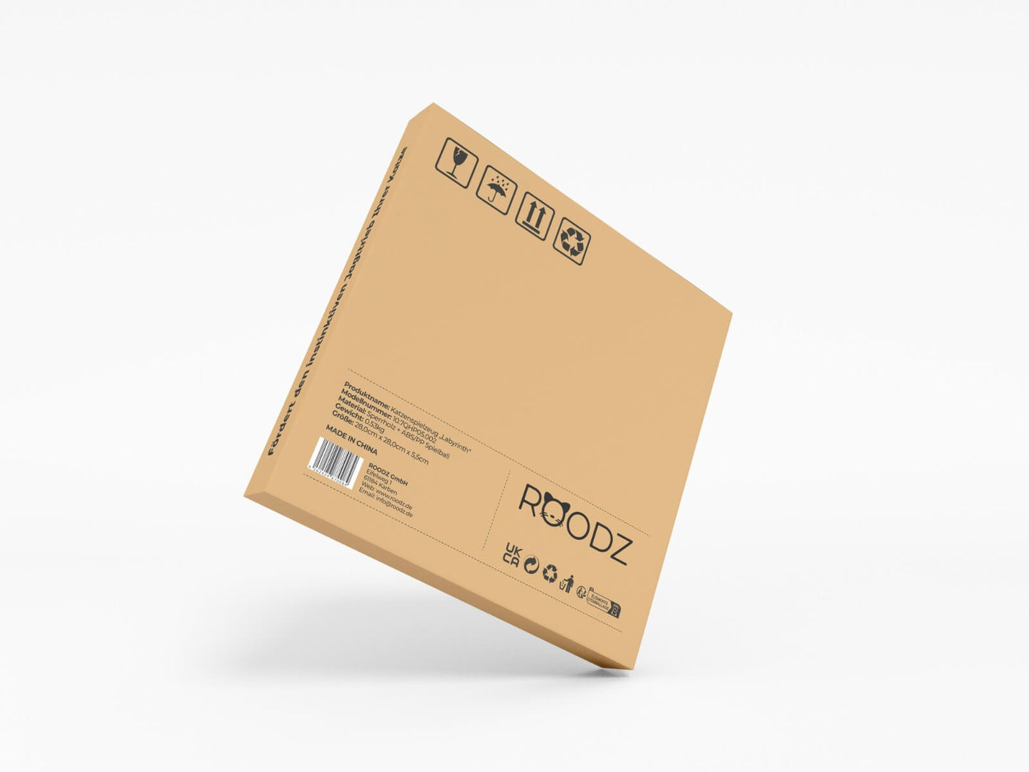 ROODZ "Labyrinth" Interaktives Spielzeug für Katzen – Spaßiger Zeitvertreib mit Ball & Spielöffnungen, aus langlebigem Holz - Roodz